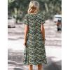 Zeagoo Summer Dress for Women Casual Floral Midi Sundress with Pockets V Neck Pleated Short Sleeve Aline Beach Vacation Dress(Green Floral)