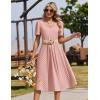 Zeagoo Summer Dress for Women Casual Floral Midi Sundress with Pockets V Neck Pleated Short Sleeve Aline Beach Vacation Dress(Pink Dot)