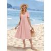 Zeagoo Summer Dress for Women Casual Floral Midi Sundress with Pockets V Neck Pleated Short Sleeve Aline Beach Vacation Dress(Pink Dot)