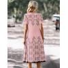 Zeagoo Summer Dress for Women Casual Floral Midi Sundress with Pockets V Neck Pleated Short Sleeve Aline Beach Vacation Dress(Pink Print-1)