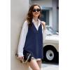 Zeagoo Sweater Vest Women Sleeveless V Neck Oversized Pullover Knitted Tops 2026 Fall Outfits(Navy Blue)