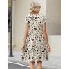 Zeagoo Women Summer Dress 2026 Short Sleeve Aline Mini Dresses with Pockets Casual Swing Tshirt Dress Vocation Beach Sundress(Beige Print)