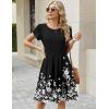 Zeagoo Women Summer Dress 2026 Short Sleeve Aline Mini Dresses with Pockets Casual Swing Tshirt Dress Vocation Beach Sundress(Black Floral)