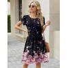 Zeagoo Women Summer Dress 2026 Short Sleeve Aline Mini Dresses with Pockets Casual Swing Tshirt Dress Vocation Beach Sundress(Black Pink Floral)