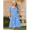 Zeagoo Women Summer Dress 2026 Short Sleeve Aline Mini Dresses with Pockets Casual Swing Tshirt Dress Vocation Beach Sundress(Blue Floral)
