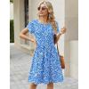 Zeagoo Women Summer Dress 2026 Short Sleeve Aline Mini Dresses with Pockets Casual Swing Tshirt Dress Vocation Beach Sundress(Blue Floral)