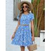 Zeagoo Women Summer Dress 2026 Short Sleeve Aline Mini Dresses with Pockets Casual Swing Tshirt Dress Vocation Beach Sundress(Blue Floral)
