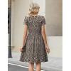 Zeagoo Women Summer Dress 2026 Short Sleeve Aline Mini Dresses with Pockets Casual Swing Tshirt Dress Vocation Beach Sundress(Brown Print)