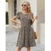 Zeagoo Women Summer Dress 2026 Short Sleeve Aline Mini Dresses with Pockets Casual Swing Tshirt Dress Vocation Beach Sundress(Brown Print)
