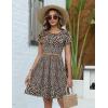 Zeagoo Women Summer Dress 2026 Short Sleeve Aline Mini Dresses with Pockets Casual Swing Tshirt Dress Vocation Beach Sundress(Brown Print)