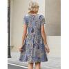 Zeagoo Women Summer Dress 2026 Short Sleeve Aline Mini Dresses with Pockets Casual Swing Tshirt Dress Vocation Beach Sundress(Ethnic Print(mz919))
