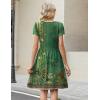 Zeagoo Women Summer Dress 2026 Short Sleeve Aline Mini Dresses with Pockets Casual Swing Tshirt Dress Vocation Beach Sundress(Green Ethnic)