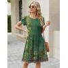 Zeagoo Women Summer Dress 2026 Short Sleeve Aline Mini Dresses with Pockets Casual Swing Tshirt Dress Vocation Beach Sundress(Green Ethnic)