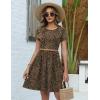 Zeagoo Women Summer Dress 2026 Short Sleeve Aline Mini Dresses with Pockets Casual Swing Tshirt Dress Vocation Beach Sundress(Leopard Print)
