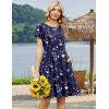 Zeagoo Women Summer Dress 2026 Short Sleeve Aline Mini Dresses with Pockets Casual Swing Tshirt Dress Vocation Beach Sundress(Navy White Floral)
