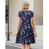 Zeagoo Women Summer Dress 2026 Short Sleeve Aline Mini Dresses with Pockets Casual Swing Tshirt Dress Vocation Beach Sundress(Navy White Floral)