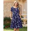 Zeagoo Women Summer Dress 2026 Short Sleeve Aline Mini Dresses with Pockets Casual Swing Tshirt Dress Vocation Beach Sundress(Navy White Floral)