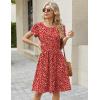 Zeagoo Women Summer Dress 2026 Short Sleeve Aline Mini Dresses with Pockets Casual Swing Tshirt Dress Vocation Beach Sundress(Red Floral)