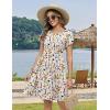 Zeagoo Women Summer Dress 2026 Short Sleeve Aline Mini Dresses with Pockets Casual Swing Tshirt Dress Vocation Beach Sundress(White Print)