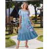 Zeagoo Women Summer Midi A Line Dress Short Sleeve Casual Flowy Tiered Beach Long Sundress with Pockets 2026 Vacation Travel(A02-blue Floral-2)