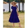 Zeagoo Women Summer Midi A Line Dress Short Sleeve Casual Flowy Tiered Beach Long Sundress with Pockets 2026 Vacation Travel(A04-navy Blue)