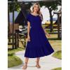 Zeagoo Women Summer Midi A Line Dress Short Sleeve Casual Flowy Tiered Beach Long Sundress with Pockets 2026 Vacation Travel(A04-navy Blue)