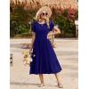 Zeagoo Women Summer Midi A Line Dress Short Sleeve Casual Flowy Tiered Beach Long Sundress with Pockets 2026 Vacation Travel(A04-navy Blue)