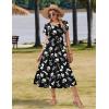 Zeagoo Women Summer Midi A Line Dress Short Sleeve Casual Flowy Tiered Beach Long Sundress with Pockets 2026 Vacation Travel(Black White Floral)
