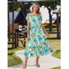 Zeagoo Women Summer Midi A Line Dress Short Sleeve Casual Flowy Tiered Beach Long Sundress with Pockets 2026 Vacation Travel(Blue Brown Floral)