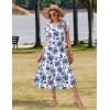Zeagoo Women Summer Midi A Line Dress Short Sleeve Casual Flowy Tiered Beach Long Sundress with Pockets 2026 Vacation Travel(Blue Floral)
