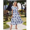Zeagoo Women Summer Midi A Line Dress Short Sleeve Casual Flowy Tiered Beach Long Sundress with Pockets 2026 Vacation Travel(Blue Floral)