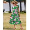 Zeagoo Women Summer Midi A Line Dress Short Sleeve Casual Flowy Tiered Beach Long Sundress with Pockets 2026 Vacation Travel(Dh594)