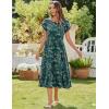 Zeagoo Women Summer Midi A Line Dress Short Sleeve Casual Flowy Tiered Beach Long Sundress with Pockets 2026 Vacation Travel(Green Leaf)