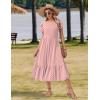 Zeagoo Women Summer Midi A Line Dress Short Sleeve Casual Flowy Tiered Beach Long Sundress with Pockets 2026 Vacation Travel(Jh1)