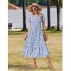Zeagoo Women Summer Midi A Line Dress Short Sleeve Casual Flowy Tiered Beach Long Sundress with Pockets 2026 Vacation Travel(Jh529)