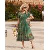 Zeagoo Women Summer Midi A Line Dress Short Sleeve Casual Flowy Tiered Beach Long Sundress with Pockets 2026 Vacation Travel(Mz840)