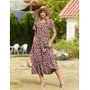 Zeagoo Women Summer Midi A Line Dress Short Sleeve Casual Flowy Tiered Beach Long Sundress with Pockets 2026 Vacation Travel(Red Floral-2)