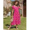 Zeagoo Women Summer Midi A Line Dress Short Sleeve Casual Flowy Tiered Beach Long Sundress with Pockets 2026 Vacation Travel(Red Floral-3)