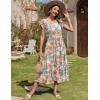 Zeagoo Women Summer Midi A Line Dress Short Sleeve Casual Flowy Tiered Beach Long Sundress with Pockets 2026 Vacation Travel(Red White Floral)