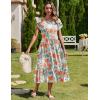 Zeagoo Women Summer Midi A Line Dress Short Sleeve Casual Flowy Tiered Beach Long Sundress with Pockets 2026 Vacation Travel(Red White Floral)