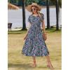 Zeagoo Women Summer Midi A Line Dress Short Sleeve Casual Flowy Tiered Beach Long Sundress with Pockets 2026 Vacation Travel(Rose Red Floral)