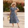 Zeagoo Women Summer Midi A Line Dress Short Sleeve Casual Flowy Tiered Beach Long Sundress with Pockets 2026 Vacation Travel(Rose Red Floral)