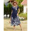 Zeagoo Women Summer Midi A Line Dress Short Sleeve Casual Flowy Tiered Beach Long Sundress with Pockets 2026 Vacation Travel(Sf103)