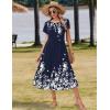 Zeagoo Women Summer Midi A Line Dress Short Sleeve Casual Flowy Tiered Beach Long Sundress with Pockets 2026 Vacation Travel(Sf103)
