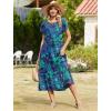 Zeagoo Women Summer Midi A Line Dress Short Sleeve Casual Flowy Tiered Beach Long Sundress with Pockets 2026 Vacation Travel(Sf114)