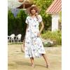 Zeagoo Women Summer Midi A Line Dress Short Sleeve Casual Flowy Tiered Beach Long Sundress with Pockets 2026 Vacation Travel(White Floral)