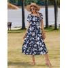 Zeagoo Women Summer Midi A Line Dress Short Sleeve Casual Flowy Tiered Beach Long Sundress with Pockets 2026 Vacation Travel(White Floral-2)