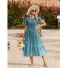 Zeagoo Women Summer Midi A Line Dress Short Sleeve Casual Flowy Tiered Beach Long Sundress with Pockets 2026 Vacation Travel(Xh363)