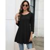 Zeagoo Women Tops 3/4 Sleeve Dressy Casual Plus Size Tunics to Wear with Leggings Swing Flare T-Shirt Loose Blouses(Black)
