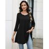 Zeagoo Women Tops 3/4 Sleeve Dressy Casual Plus Size Tunics to Wear with Leggings Swing Flare T-Shirt Loose Blouses(Black)